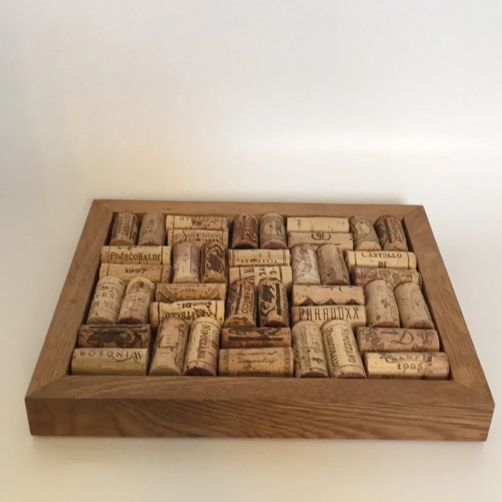 Rectangular Wood-Framed Wine Cork Trivet